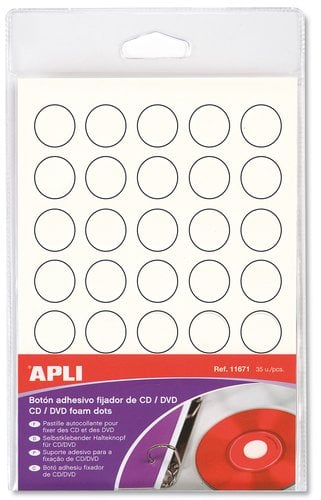 BOTON ADHESIVO FIJADOR CD/DVD 35 UDS