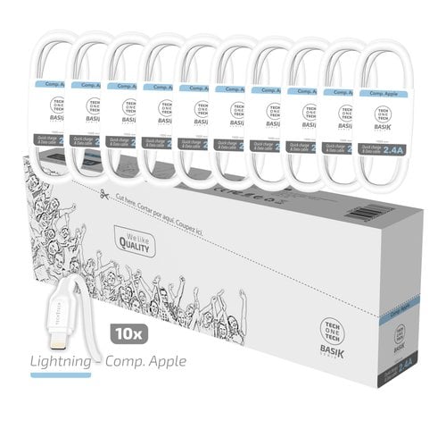 CABLE TECHONE USB-LIGHTNING 1 m. P/10