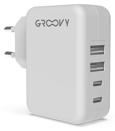CARGADOR GROOVY PARED 2xUSB+2