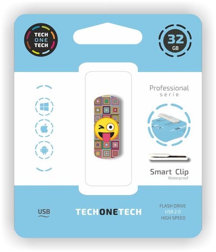 MEMORIA USB 32GB TECHONE EMOJI GUIÑO