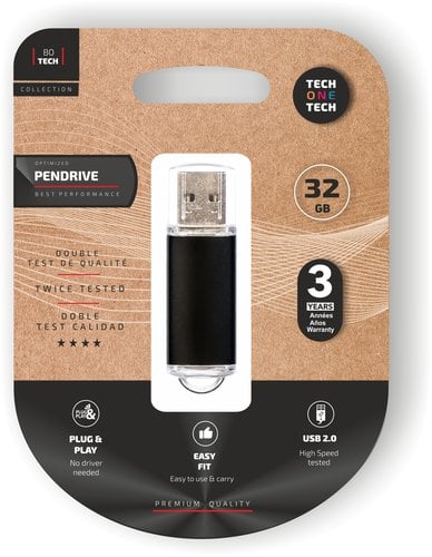 MEMORIA USB 32GB TECHONE BASIC NEGRO